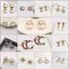 Simple 18K Gold Plated 925 Silver Luxury Brand Designers Double Letters G Stud Geometric Famous Women Crystal Rhinestone Pearl Ear2640