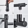 Kitchen Faucets Rozin Matte Black Pull Down Faucet Single Cold Water Dual Spouts Tap 4 Colors Wall Mounted ABS Nozzle Crane 231211