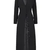 Women s Suits Blazers EAM Black Button Elegant Long Blazer Women V neck Sleeve Loose Fit Jacket Fashion Spring Autumn 2023 7AB1239 f231211