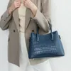 Sacs de soirée 2023 Mode Véritable Cuir Classique Totes Alligator Modèle Femmes Épaule Messenger Sac Dames Commute Sacs À Main Bleu