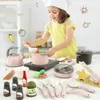 Kitchens Play Food Children Simulation Kitchen Cooking Toy Set Sound Light Function Pot Pan Bowl Kids Pretend Cookware Kit Girls Gifts 231211