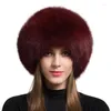 Bérets WWomen Chapeau de fourrure Real Caps Ski d'hiver pour dames Mode Oreille Flap Chapeaux Capuchon en cuir Fluffy