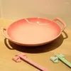 Bowls Ins Web Celebrity Round Both Ears Salad Bowl Girls Pink Home Kitchen Tableware Set Of Plates12 Inch