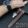 İzle Bantlar 21mm 22mm Yüksek Kaliteli Gerçek Deri Perçinler Band IWC Big Pilot Spitfire Üst Silah Kahverengi Siyah Cowhide Strap Q231212