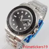 Наручные часы 40 мм, черный стерильный циферблат, мужские наручные часы с автоматической датой, Япония NH35A PT5000, нержавеющая сталь, сапфировое стекло, керамический безель, люм