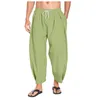 Men's Pants 2023 Autumn Cotton Harun Drawstring Casual Capris Lightweight Loose Beach Yoga Pant Belt Pocket Sport