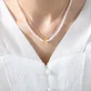 Collana da donna in oro placcato con collana in acciaio al titanio 18k Coppia collana di perle squisita e squisita