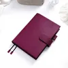 Notepads Moterm Firm Pebbled Grain Leather Beetroot Color Genuine Cowhide Planner Rings Notebook Cover Diary Agenda Organizer Journey 231212