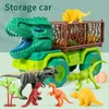 Diecast Model Dinosaurs Transport Truck Car Toy Indominus Rex Jurassic Park Educational Dinosaur Toys for Children Boys Gifts 231211