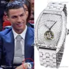 TWF V2 Cintree Curvex Tourbillon Automático Relógio Masculino Pavimentado Baguette Cut Diamonds Dial Pulseira de Aço Inoxidável Super Edition Cris341J