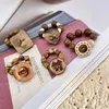 Cluster Rings Vintage Wooden Button Handmade Beaded Ring For Women Aesthetics Cool Charm Maillard Style Accessories Fashion Jewelry