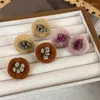 Stud Earrings Novelty Cute Flowers For Women Handmade Knitted Plant Wool Girl Autumn Winter Party Birthday Jewelry Gift