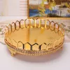 Metal Tray Luxury Plate Gold Finish Hollow Cake Stand Wedding Centerpieces Party Hotel Home Table Decoration