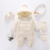 Rompers born Baby clothes Jumpsuit Hooded Plus Velvet Warm Boy Snowsuit Toddler Snow Suit Girl Cotton Overalls 231211