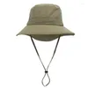 Berets Western Cowboy Bucket Hat Wide Brim Neck For Sun Cover Cap Visor Hiking Camping