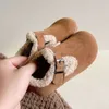 Bota para chico de cuero genuino para niños, botas individuales de otoño/invierno 2023, nuevas botas informales con felpa suave para niños y niñas, zapatos para bebés