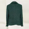 Damenanzüge JAMERARY Herbst/Winter Tweed-Anzugmantel mit Quastenkante Damen dunkelgrüne Jacken