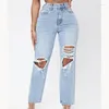 Jeans da donna 2023 Designer di lusso quotidiano High-end giovane sexy solido scava fuori stile buco pantaloni a vita alta in denim lungo dritto