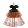 Girl Dresses Kids Girls Sequins Mesh Dress Baby Puff Cosplay Princess Costume Children's Birthday Prom Party Evening