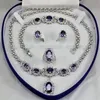 BeautifulAmethyst Inlay Link Pulseira Brincos Anel Colar Set264P