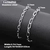 Charm Bracelets 3.7-4.7mm Long Cross Square Rolo Cable Stainless Steel Link Chain Steel Color Vintage Bracelet For Women Unisex Wrist JewelryL231214