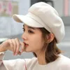 Basker Autumn Winter Women Beret Pure Color Plain Octagonal Hat Men Street Trend Leisure Warm Wool Cap Youth Painter England Caps