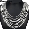 Davieslee 60cm corrente masculina cor prata colar de aço inoxidável para homens meio-fio cubano link hip hop jóias 3 5 7 9 11mm dlknm07252u