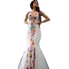 Robe de mariée mexicaine brodée de fleurs colorées pour femmes, chérie, sans manches, en Satin, robes de mariée, longueur au sol, Corset, vêtements de cérémonie, printemps 2024