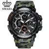 SMAEL Camouflage Military Watch Men Waterproof Dual Time Display Mens Sport Wristwatch Digital Analog Quartz Watches Male 1708 210244h