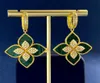 Boucle d'oreille trèfle à quatre feuilles, bijoux de créateur, or, argent, nacre, fleur verte, chaîne à maillons, cadeau pour femmes, 1981260