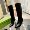 leather Knee Boots boots side zip shoes pointed Toe stiletto heel tall boot designers shoe for women High boots Fashion Boots 8.5cm Size 35-42