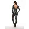 Sexig underkläderläder latex kattdräkt bröst exponering bodycon kvinnlig bodysuit plus storlek erotisk kvinnor jumpsuit backless leotard sex sexig