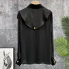 Women's Blouses QNPQYX Long Sleeve Women Shirt Handsome Fashion Metal Buckle Doll Collar Top Camisas De Mujer