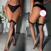 Kobiety dla kobiet -fishnet klub nosi seksowną siatkę pustą nad kolanami erotycznymi przezroczystą pokusą hoziery sexy