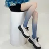 Sexy meia meia-calça collants gradiente menina doce cor primavera verão fino transparente feminino meias meias 231211