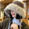 Bérets Designer coréen tissé à la main rétro laine tricoté chapeau de seau hiver grand bord crochet à lacets