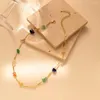 Collier ras du cou en pierre naturelle irrégulière colorée pour femmes, breloque tendance, cadeau de fête, vente en gros, vente directe