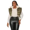 Gilets pour femmes Hiver Automne Réversible Puff Veste Gilet Femmes Réservoir Sans Manches Fermeture À Glissière Recadrée Top Mode Solide High Street Vêtements 2024