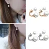 Oorknopjes Dubbelzijdig Earing Charm Crystal Ball Dames Gesimuleerde Parel Koreaans Voor Dames Sieraden