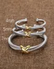 Designer Fashion Jewelry Ed X Armband Gold Charm Sliver 925 Sterling Silver Armband Flätad Cross Bangle Diamond Zircon Lu5621507