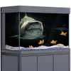 Corail Aquarium Fond 3D Requin Noir Mer Sombre Sous-Marine HD Impression Papier Peint Fish Tank Reptile Habitat Décorations PVC 231211