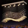 K9 lustres en cristal LED Chrome fini vague de lumière Art décor moderne Suspension éclairage el Villa Suspension Lamp2897