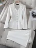 Women's Two Piece Pants Fashion White Red Black Blazer Jacket And Pant Suit Trousers Women Female Office Ladies Work Wear Formal 2 Piece Set 231212