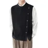 Men's Vests Autumn And Winter Sweater Vest Loose Single-breasted Knitted Stretch Solid Color Casual Cardigan