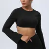 Yoga-Outfit, sexy rückenfrei, Fitness-Bralette-Oberteil, Damen, lange Ärmel, Sport-BH, Fitnessstudio, Workout, Ernte, Push-Up, enge Unterwäsche mit Pad