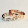 Romeinse letter uitsparing damesdiamantenring damesmode roségouden ring Romeins cijfer zilveren ringen damesbandringen294S