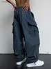 Pantaloni da uomo Zaful pantaloni da carico in forma per uomo Solid strumenti streetwear pantaloni a metà vita Drstring Feet Parachute Pants Z5074713L231212