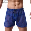 Herren Shorts Sexy Hohl-Out-Shorts 2022 Europäischer Stil Casual Beach Short Cross-Pant Black Männer durch fetisch lose drstring hotpants l231212