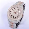 Orologi da polso Orologio da uomo con diamanti Orologio meccanico automatico 41mm con cinturino da polso da donna in acciaio tempestato di diamanti Montr301k