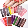 Bandes d'ongles en Gel Semi-durci rouge foncé couverture complète bâton d'ongle UV bordeaux brillant imperméable enveloppes d'ongles 16 autocollants